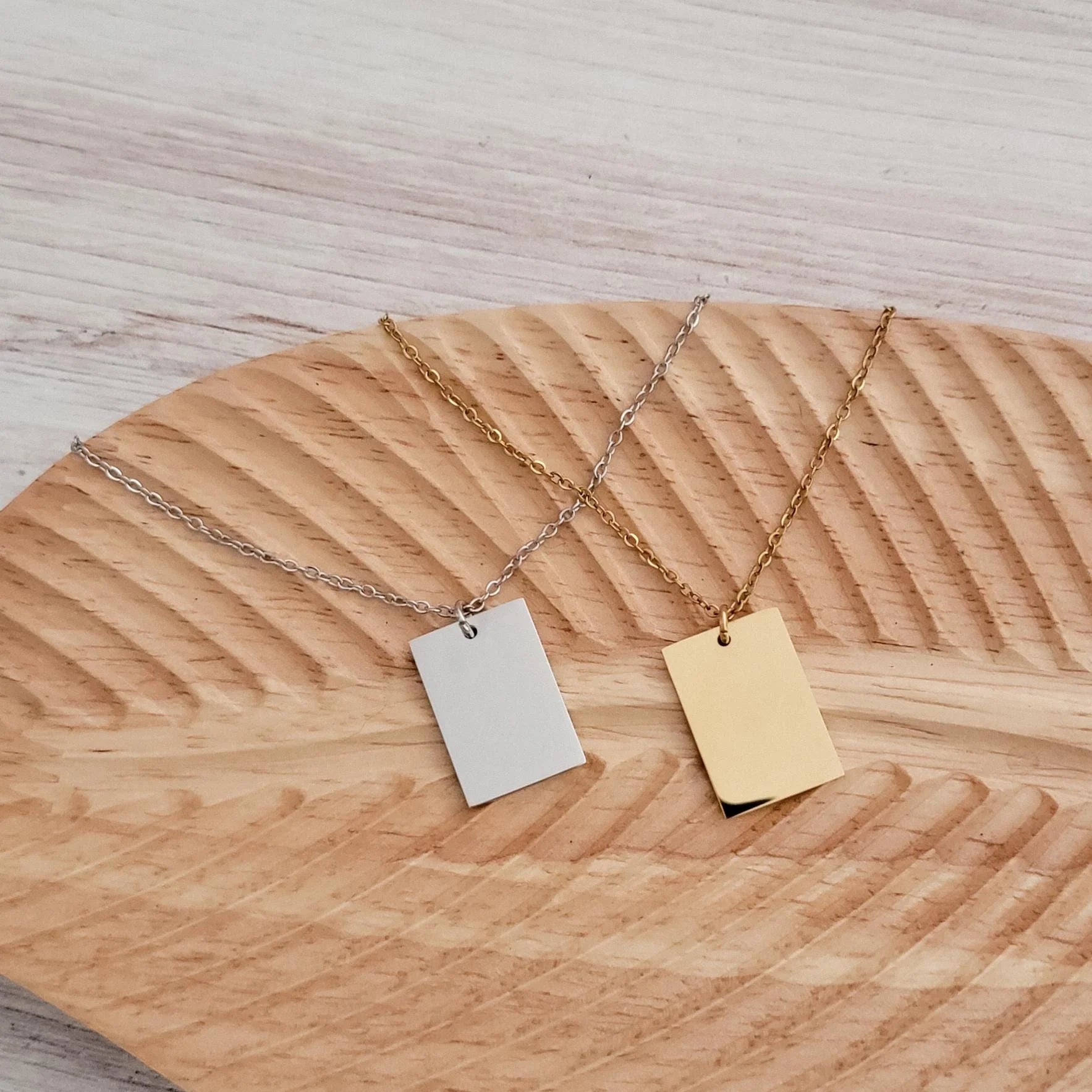 Wide Rectangle Pendant Necklace