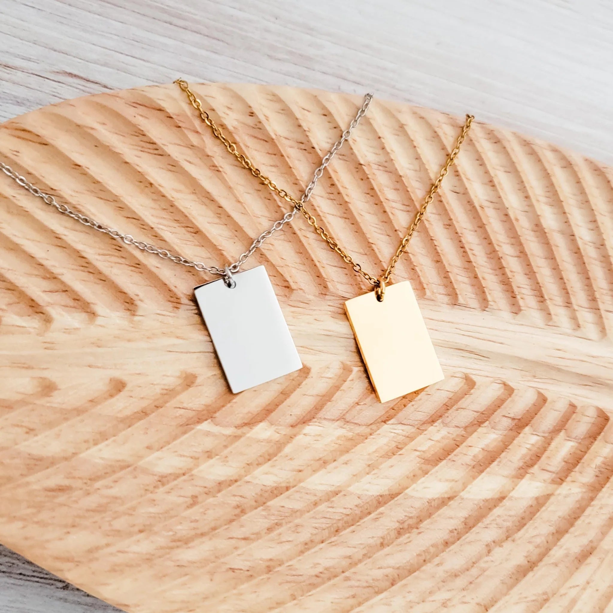 Wide Rectangle Pendant Necklace