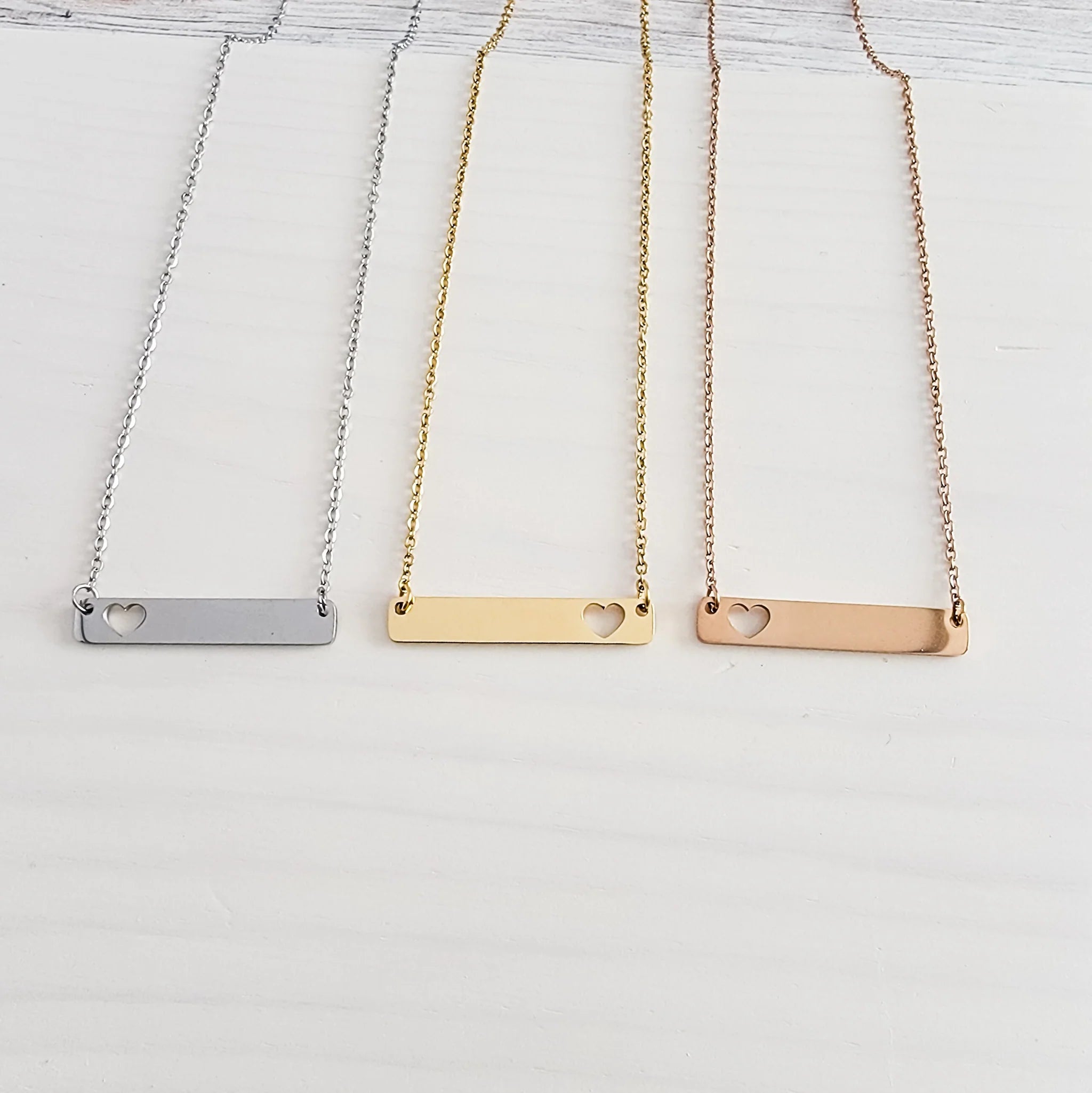 Heart Cutout Horizontal Bar Necklace