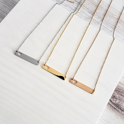 Heart Cutout Horizontal Bar Necklace