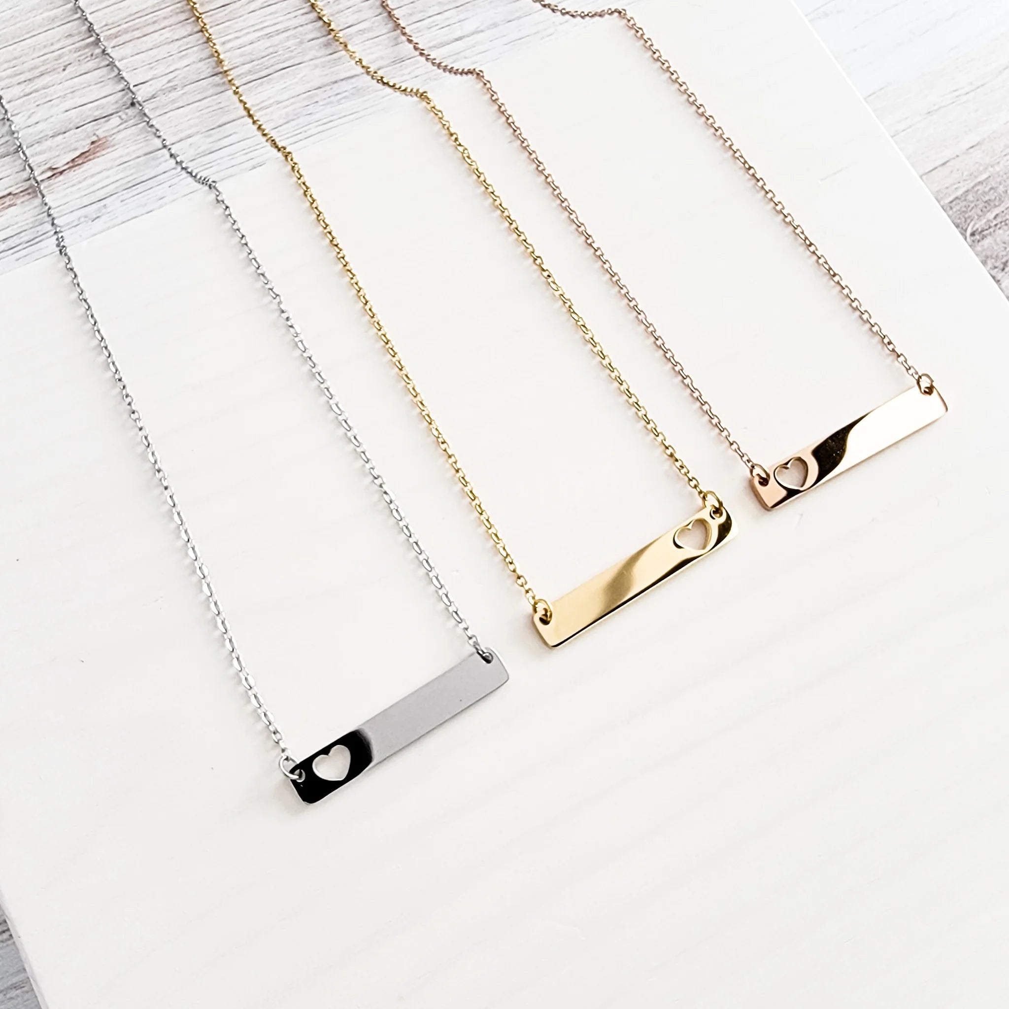 Heart Cutout Horizontal Bar Necklace
