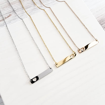 Heart Cutout Horizontal Bar Necklace